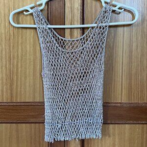 Gray/Pink Stretch Mesh Tank w/ Silver Ball and Pink Clear Foil Beads